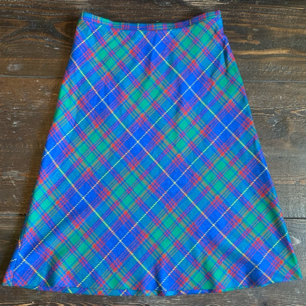 Vintage Bright Plaid A-Line Collegian of California High Waisted Skirt